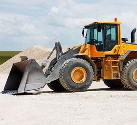 Wheel loader on a finished, graded surface
