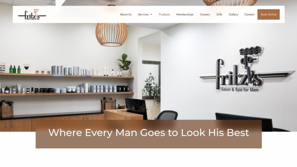 Fritz Salon & Spa for Men website homepage