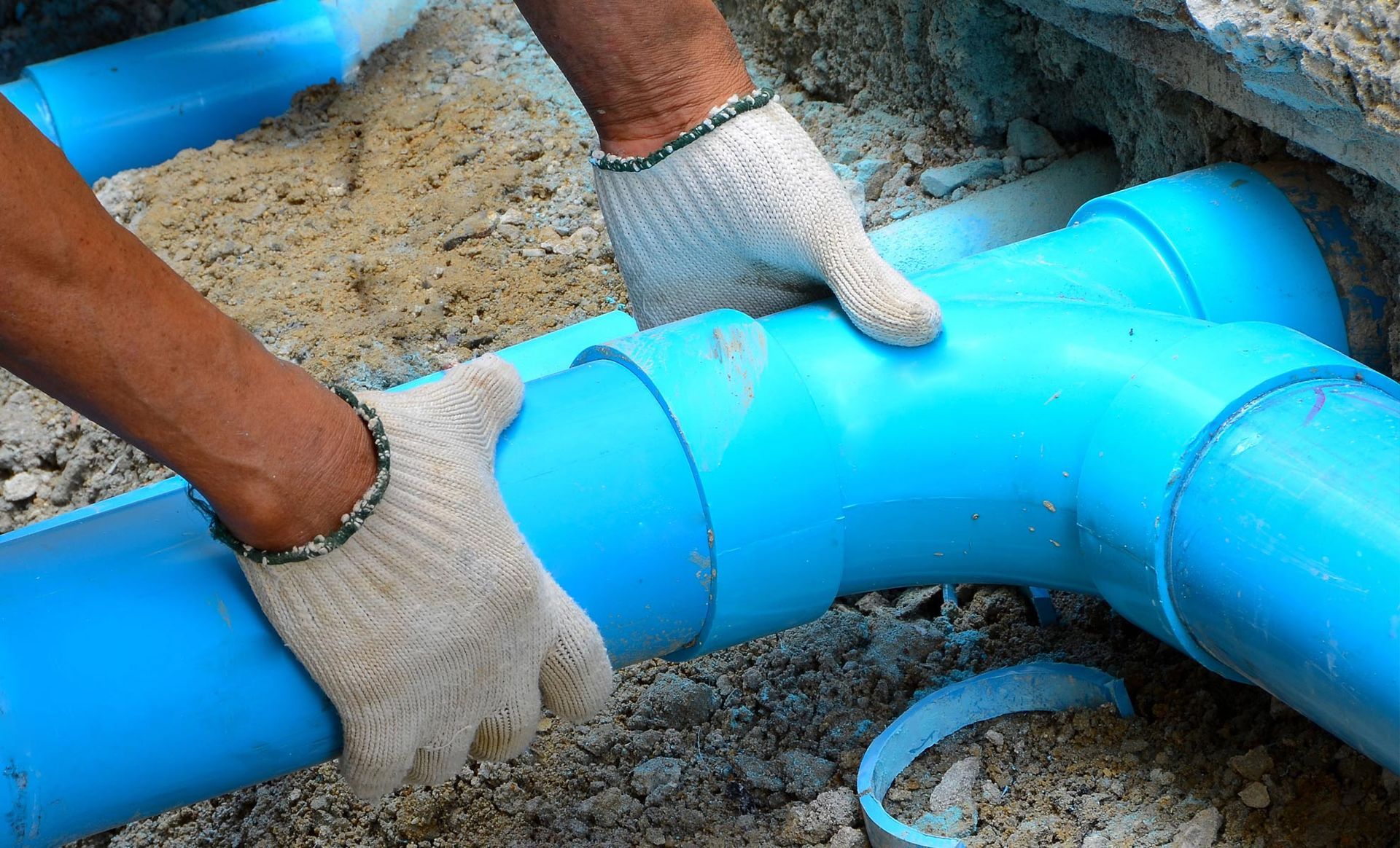 New water supply and drain lines being installed