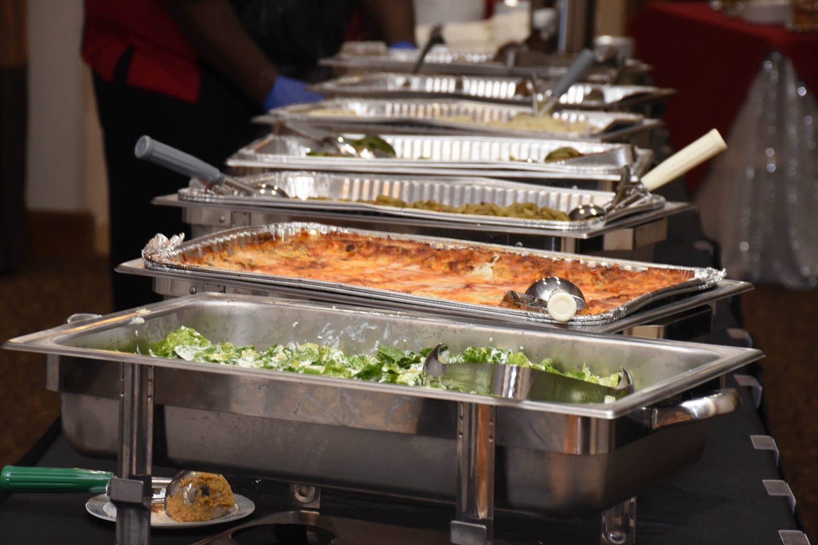 A Mitts 2 Pits catering buffet set up for an event