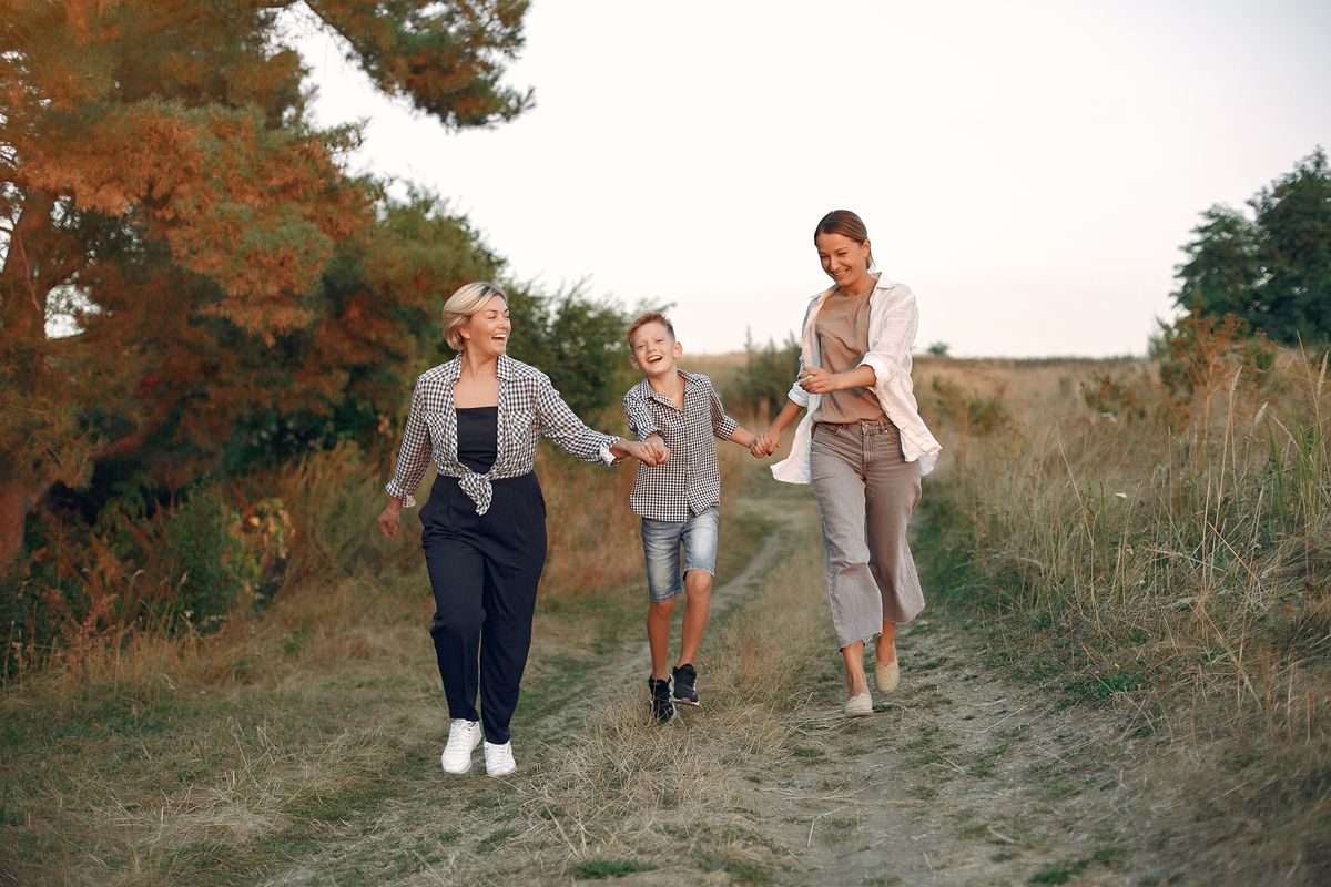 A family outdoors